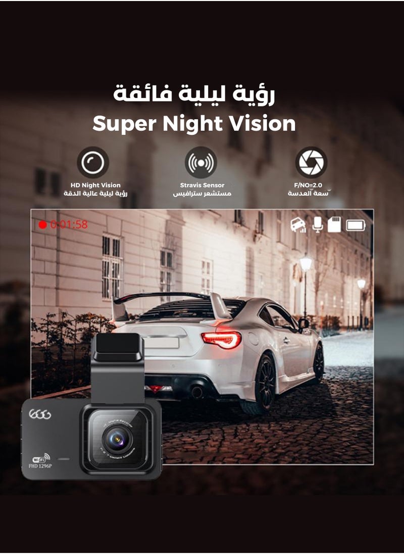 Egg - UHD 4K Dash Cam for Cars Front and Rear Dual Lens Front 3840*2160P Rear Lens Built-In WiFi G-Sensor With GPS Car DVR Video Recorder - Image 1
