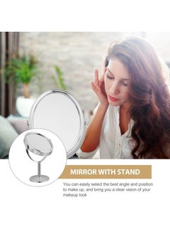 FOMIYES Desktop Swivel Bathroom Mirror Magnifying Cosmetic Mirror Vanity Mirror With Stand Desk Mirror Rotatable Double Sided Round Swivel Mirror Mirror Metal Frame Mirror (Silver)  - Image 5