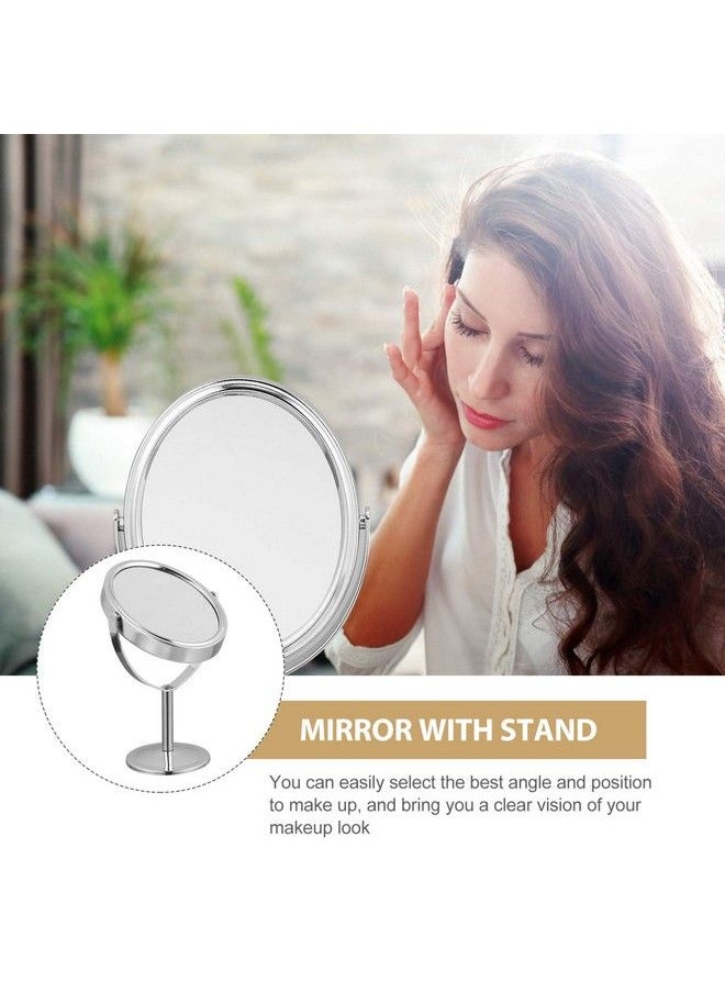 FOMIYES Desktop Swivel Bathroom Mirror Magnifying Cosmetic Mirror Vanity Mirror With Stand Desk Mirror Rotatable Double Sided Round Swivel Mirror Mirror Metal Frame Mirror (Silver)  - Image 5