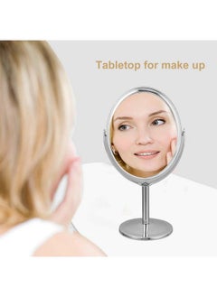 FOMIYES Desktop Swivel Bathroom Mirror Magnifying Cosmetic Mirror Vanity Mirror With Stand Desk Mirror Rotatable Double Sided Round Swivel Mirror Mirror Metal Frame Mirror (Silver)  - Image 3