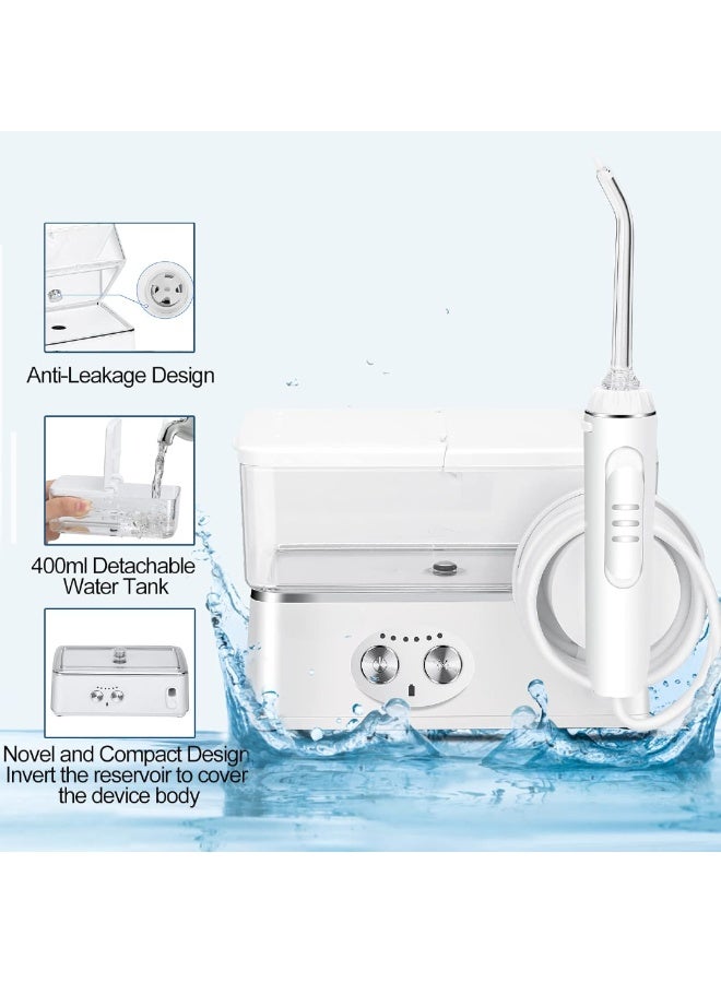 شيزي جهاز تنظيف الأسنان بالماء اللاسلكي - جهاز ري فموي مقاوم للماء IPX7، 6 أوضاع، 8 رؤوس نفث، خزان سعة 400 مل، ومنفذ USB-C قابل لإعادة الشحن للاستخدام المنزلي وأثناء السفر - Image 3