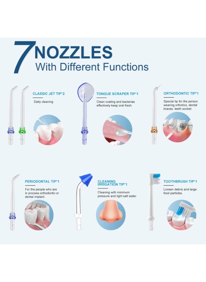 شيزي جهاز تنظيف الأسنان بالماء اللاسلكي - جهاز ري فموي مقاوم للماء IPX7، 6 أوضاع، 8 رؤوس نفث، خزان سعة 400 مل، ومنفذ USB-C قابل لإعادة الشحن للاستخدام المنزلي وأثناء السفر - Image 4
