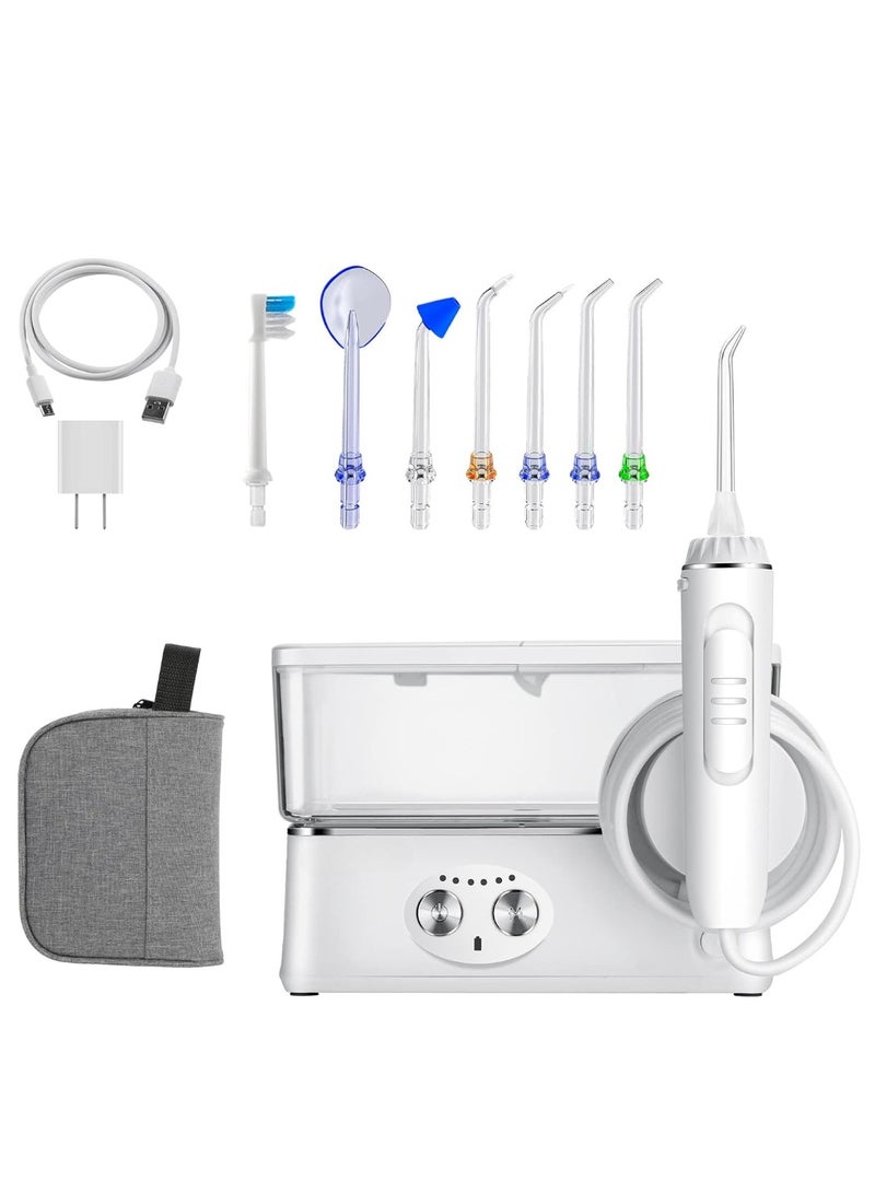شيزي جهاز تنظيف الأسنان بالماء اللاسلكي - جهاز ري فموي مقاوم للماء IPX7، 6 أوضاع، 8 رؤوس نفث، خزان سعة 400 مل، ومنفذ USB-C قابل لإعادة الشحن للاستخدام المنزلي وأثناء السفر - Image 1