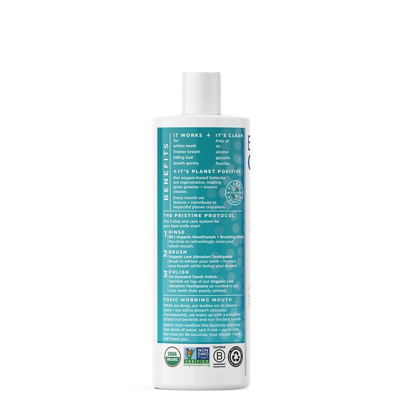 Essential Oxygen Certified BR Organic Brushing Rinse, All Natural Mouthwash for Whiter Teeth, Fresher Breath, and Happier Gums, Alcohol-Free Oral Care, Peppermint, 16 Ounce, Package may vary - Image 2