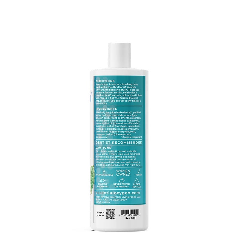 Essential Oxygen Certified BR Organic Brushing Rinse, All Natural Mouthwash for Whiter Teeth, Fresher Breath, and Happier Gums, Alcohol-Free Oral Care, Peppermint, 16 Ounce, Package may vary - Image 3