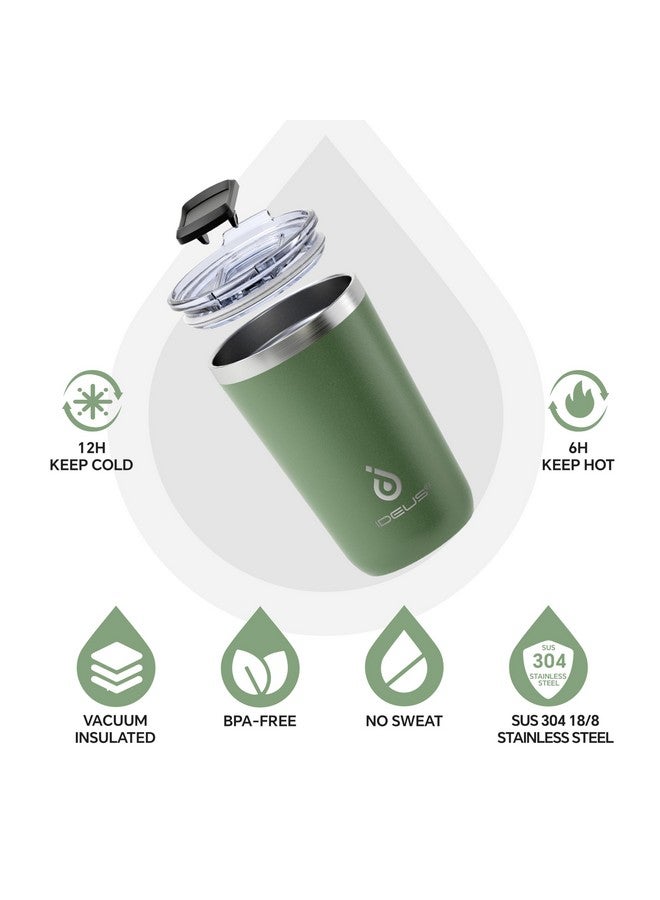 Ideus 20 oz Tumbler, Travel Coffee Mug with Splash Proof Sliding Lid, Double Wall Stainless Steel Vacuum Insulated Coffee Mug for Home and Office, Keep Beverages Hot or Cold, Avocado Green - Image 2