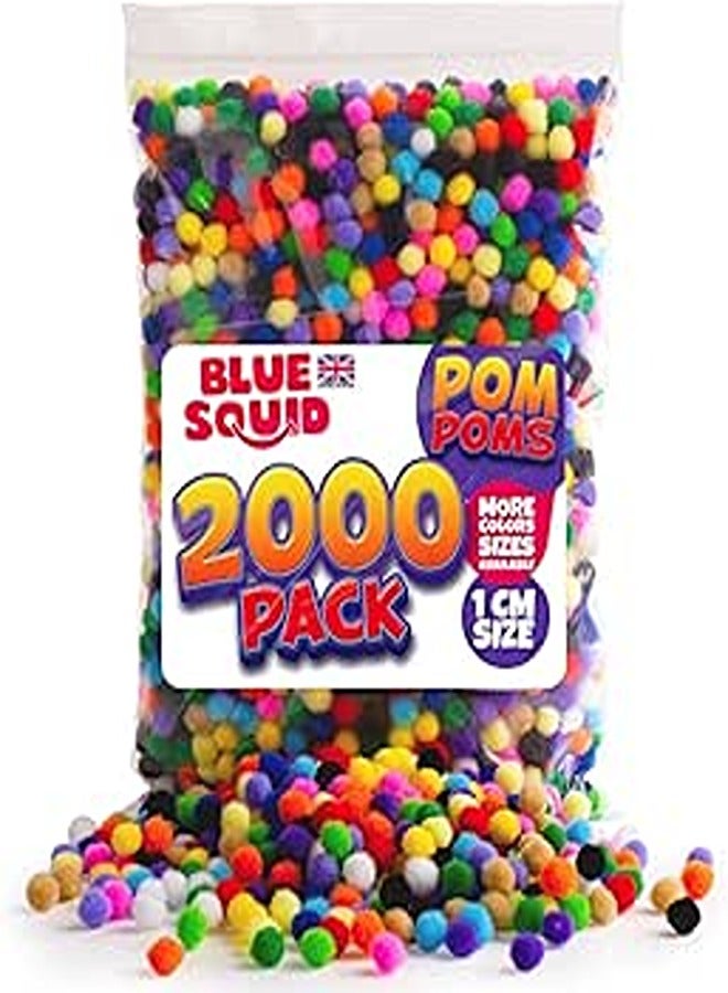 Blue Squid Craft Pom Poms - Assorted Color Pompoms - Multicolor Rainbow Fuzzy Pom-pom Puffballs for Crafts