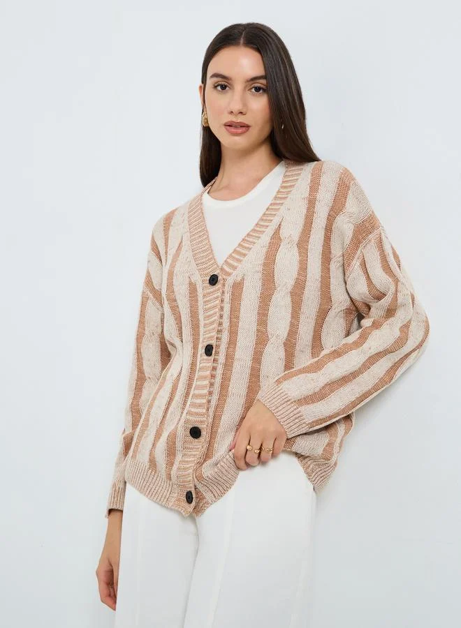 تايك تو كاردغان محبوك مضفر مخطط