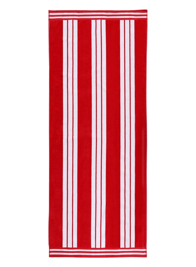 Superior Cotton Cabana Striped Beach Towels, Colorful Towels for Adult, Kid, Pool, Swimming, Sand, Travel, Large Oversized, Absorbent, Fast Drying, Bath Basics, Cabana Collection, 1 Piece, Red - Image 1