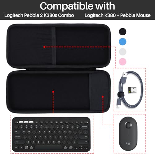 Lebakort Hard Carry Case Compatible with Logitech Pebble Keys 2 Combo K380s K380 Keyboard + M350 Pebble Mouse Combo (Blue Case) - Image 3