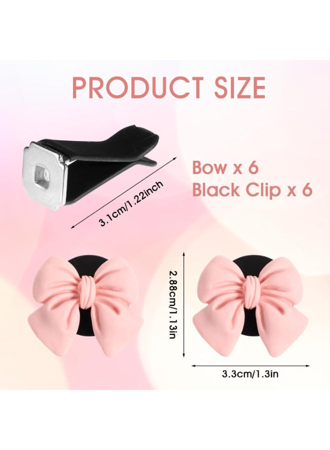 SUNSAR 6 Pcs Pink Bow Car Vent Clips, Cute Cars Accessories, Girly-Bow Car Accessory for Women Girl - Image 2