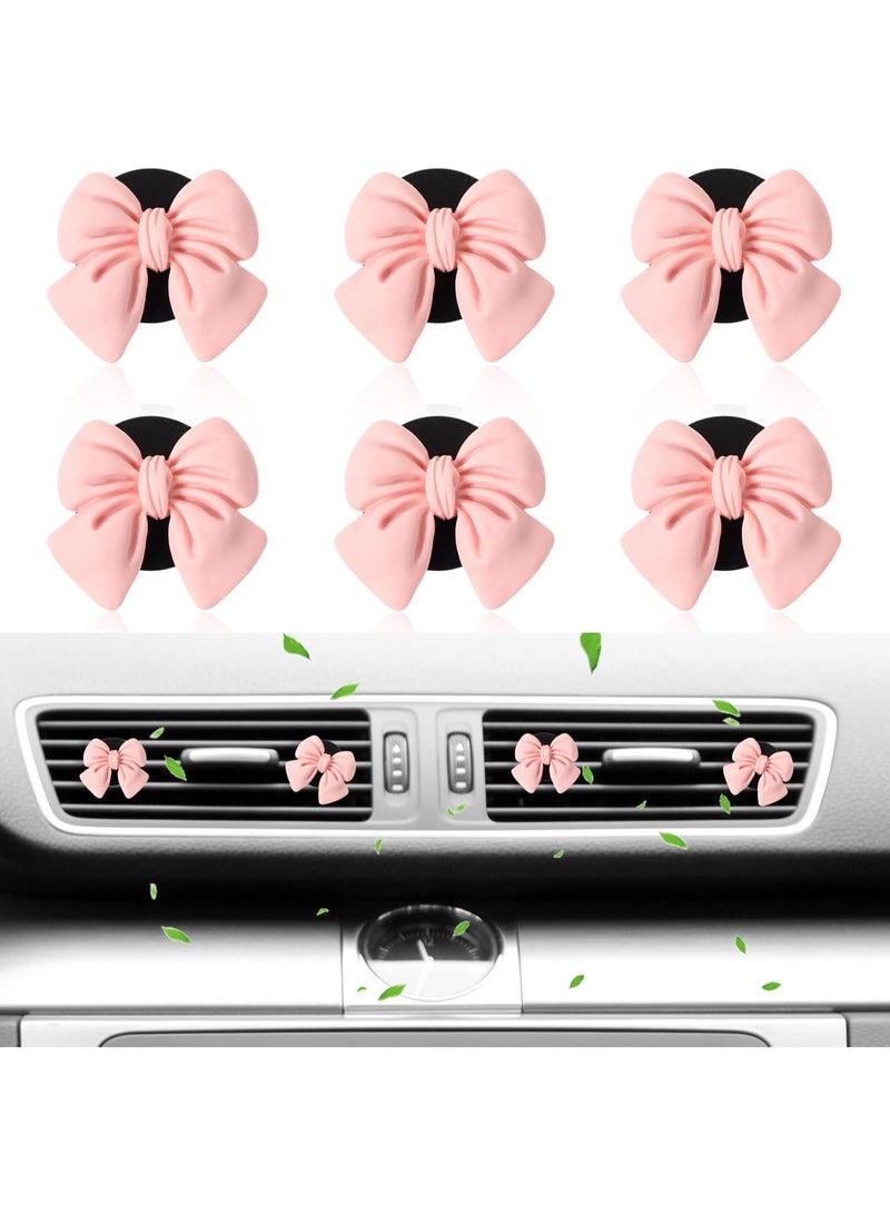 SUNSAR 6 Pcs Pink Bow Car Vent Clips, Cute Cars Accessories, Girly-Bow Car Accessory for Women Girl - Image 1