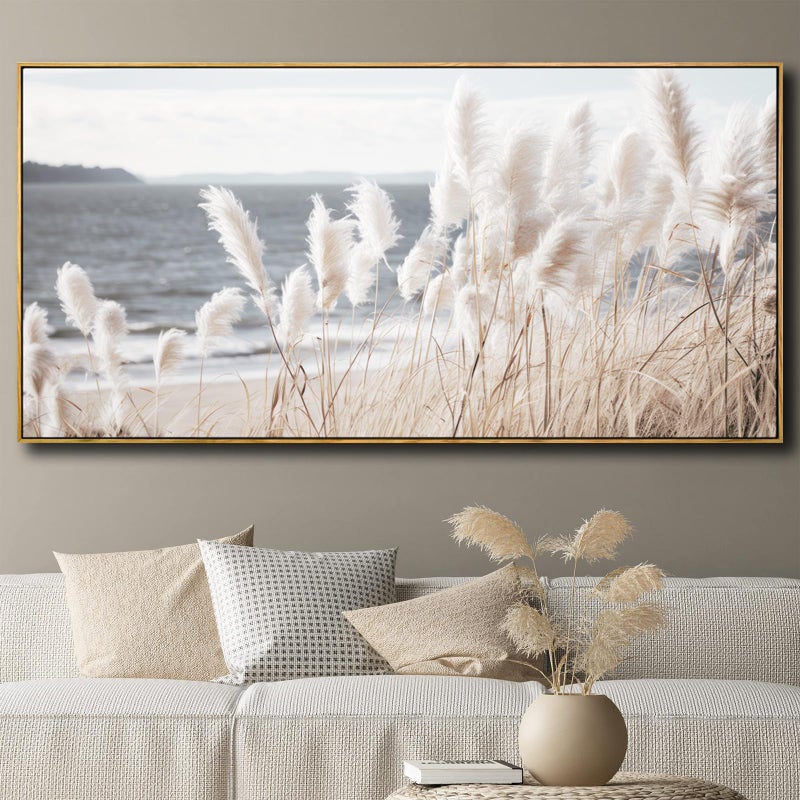 VHMING Framed Wall Art Artwork Decor Nature Wall ArtReedSeascape Wall Decor for Bedroom Living Room Decoration Home Kitchen Office 20" x 40" - Image 4