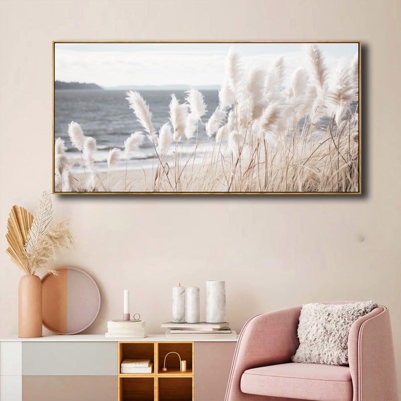 VHMING Framed Wall Art Artwork Decor Nature Wall ArtReedSeascape Wall Decor for Bedroom Living Room Decoration Home Kitchen Office 20" x 40" - Image 5