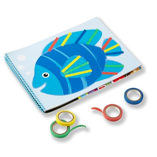 Melissa & Doug Tape Activity Book for Kids with 4 Easy-Tear Tape Rolls (Blue, Green, Red, Yellow) & 20 Reusable Scenes on Spiral-Bound Sheets, Road Trip Activities & Travel Toys for Kids Ages 4+ - Image 4