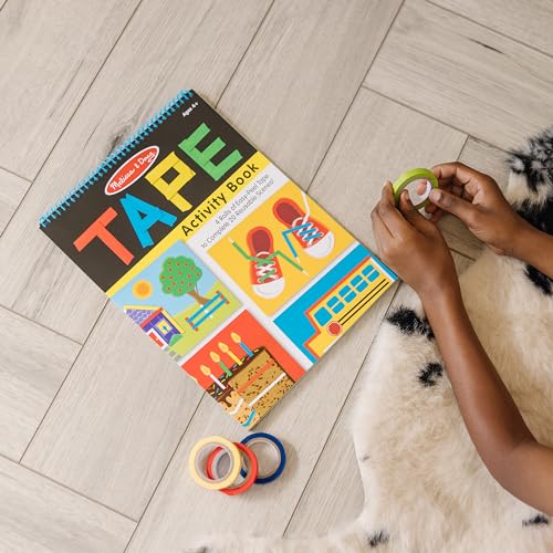 Melissa & Doug Tape Activity Book for Kids with 4 Easy-Tear Tape Rolls (Blue, Green, Red, Yellow) & 20 Reusable Scenes on Spiral-Bound Sheets, Road Trip Activities & Travel Toys for Kids Ages 4+ - Image 2