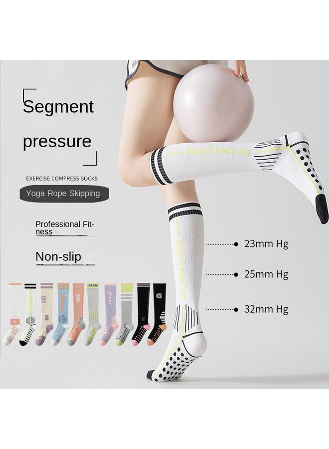 Bluejw Yoga Socks Children Running Fitness Sports Pressure Socks Color Matching Pilates High Elastic Thin Leg Long Tube Socks - Image 2
