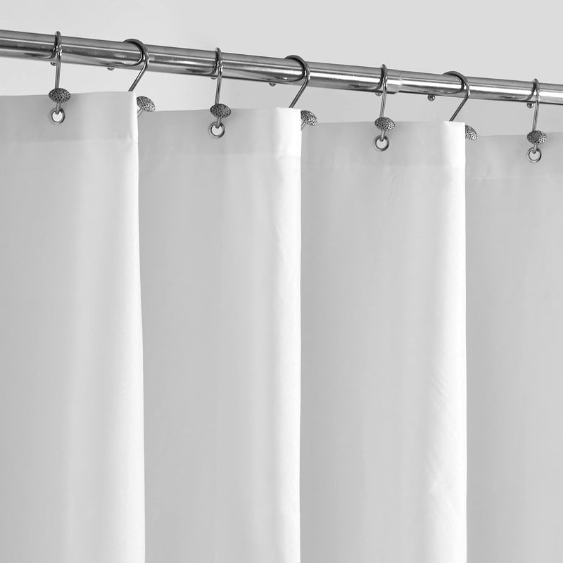 ALYVIA SPRING Stall Fabric Shower Curtain Liner Waterproof - Soft & Lightweight Long Stall Size Shower Curtain with Magnets, Machine Washable - 54x78, White - Image 1