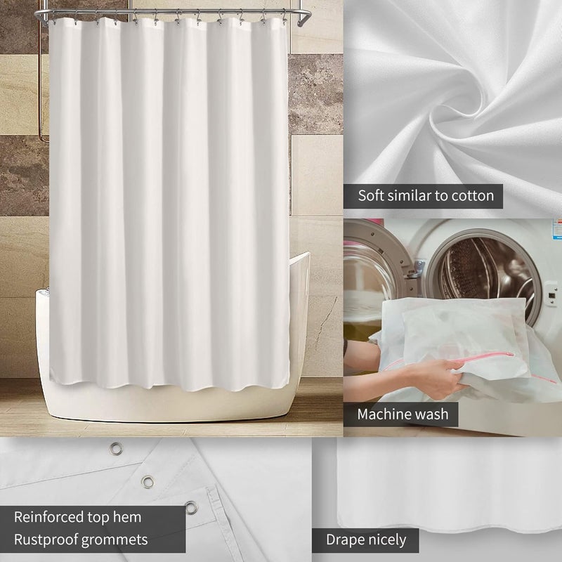 ALYVIA SPRING Stall Fabric Shower Curtain Liner Waterproof - Soft & Lightweight Long Stall Size Shower Curtain with Magnets, Machine Washable - 54x78, White - Image 3