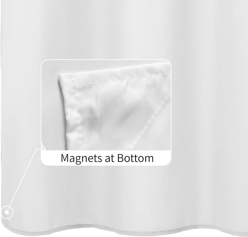 ALYVIA SPRING Stall Fabric Shower Curtain Liner Waterproof - Soft & Lightweight Long Stall Size Shower Curtain with Magnets, Machine Washable - 54x78, White - Image 2
