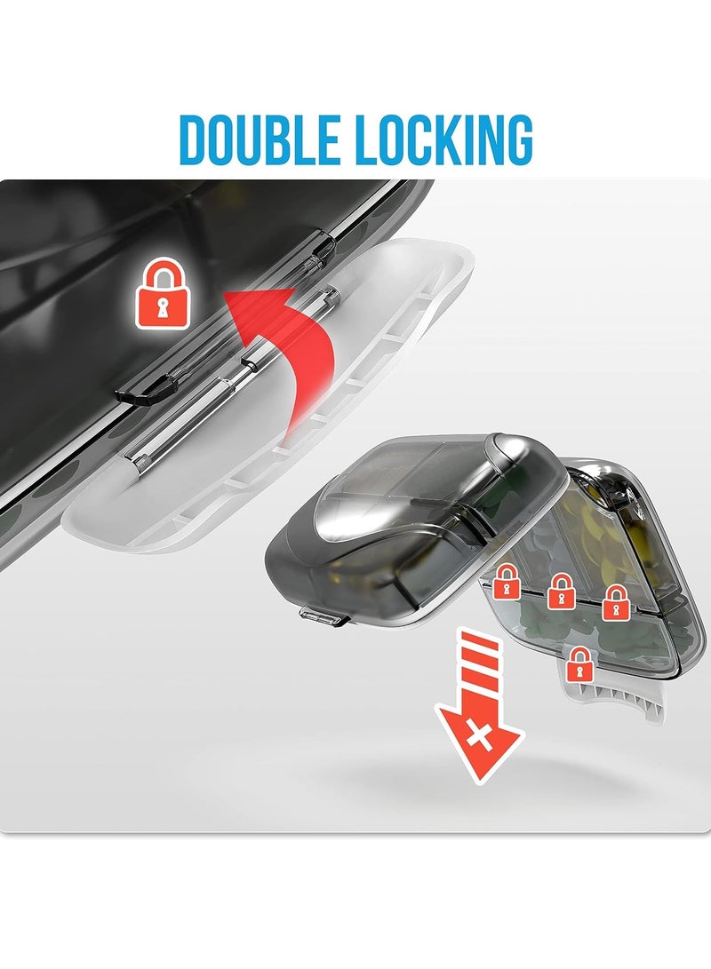 Excefore منظم حبوب السفر اليومي، 8 أقسام صندوق حبوب صغير مقاوم للرطوبة للجيب، حافظة حبوب يومية محمولة، صندوق حاوية حامل فيتامينات، أسود - Image 4