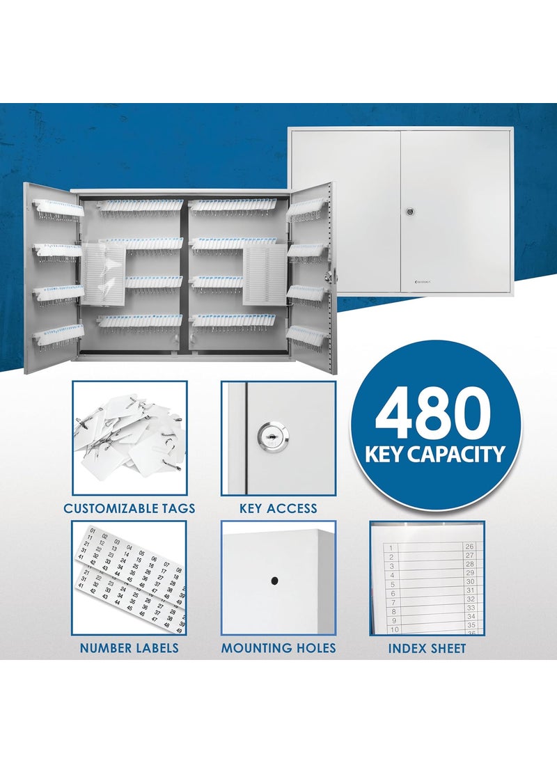 BARSKA Barska Key Lock Key Cabinet Lock Box with Numbered Hooks and Tags  480 Position  White Tags  - Image 4