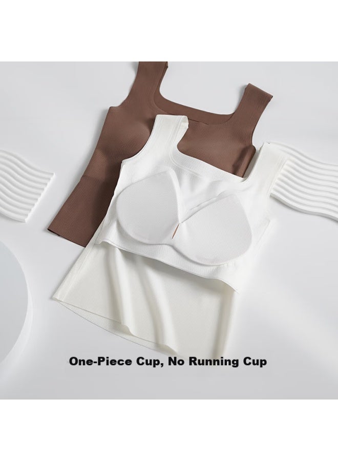 Cotton Eslite Mianke Chengpin Camisole For Women With Built-in Bra Pads, Invisible Bra, Tube Top, Short White, 2xl - Image 5
