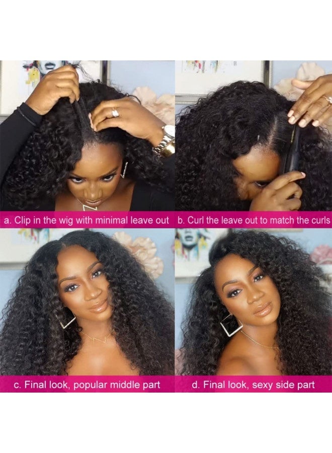 Kiqibeauty Kiqibeauty Curly V Part Wigs Brazilian Kinky Curly Human Hair Wigs for Black Women V Shape Wigs No Leave Out Upgrade U Part Wigs Glueless Full Head Clip In Half Wigs (Kinky Curly, 14 Inch)  - Image 1