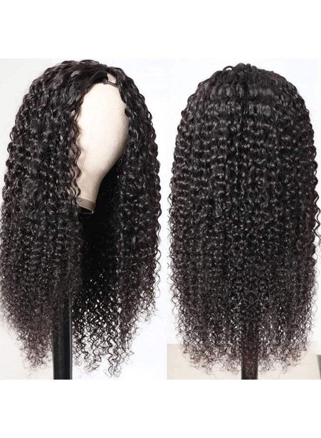 Kiqibeauty Kiqibeauty Curly V Part Wigs Brazilian Kinky Curly Human Hair Wigs for Black Women V Shape Wigs No Leave Out Upgrade U Part Wigs Glueless Full Head Clip In Half Wigs (Kinky Curly, 14 Inch)  - Image 2