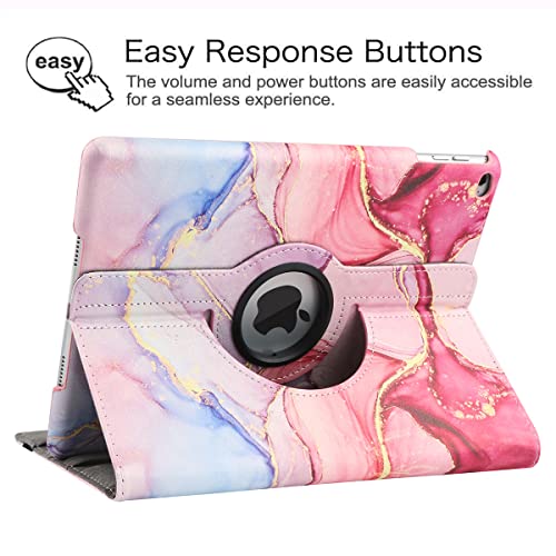 LXS New Case for iPad 9.7 inch 2018 2017/ iPad Air 2 Case - 360 Degree Rotating Stand Protective Cover Smart Case with Auto Sleep/Wake for Apple iPad 5th/6th Generation (Marble Pink) - Image 4