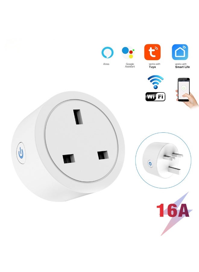 Wifi 16A UK Smart Plug Mini Power Monitor Socket Remote Vioce App Control Timing Smart Home Work With Tuya Google Home Alexa  - Image 1