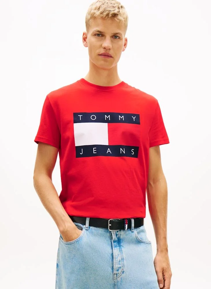 TOMMY JEANS Flag Badge Jersey Crew Neck T-Shirt