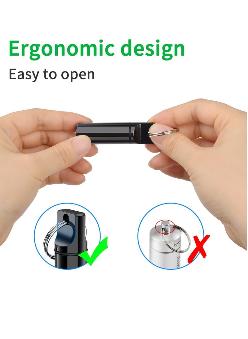 spa luxetique Small Portable Pill Box Keychain (3 Pack), Aluminium Alloy Mini Pill Organizer Case Container for Purse,Waterproof Metal Pill Holder Medicine Bottle for Outdoor Camping Travel(Black+Silver+Red)  - Image 4