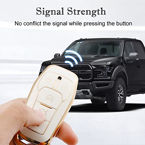 Cacacar for Ford Key Fob Cover, Premium Soft TPU Full Protection Key Fob Case for Ford Fusion Mustang F150 Edge Explorer Lincoln MKZ MKC MKX Smart Remote Key Protector,Size A-Ivory - Image 5