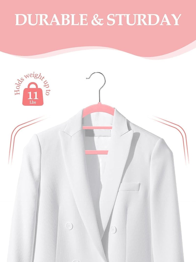 HOUSE DAY 20 Pack Pink Velvet Hangers with Tie Bar - Space Saving Non-Slip Heavy Duty Hangers - Image 5
