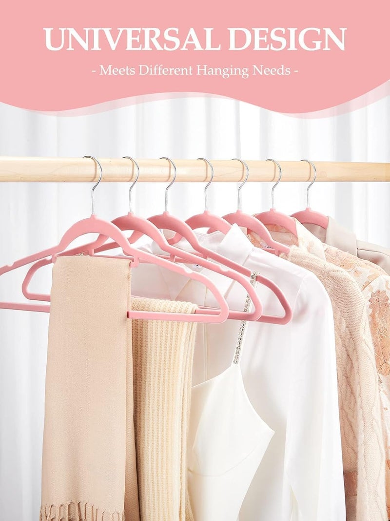 HOUSE DAY 20 Pack Pink Velvet Hangers with Tie Bar - Space Saving Non-Slip Heavy Duty Hangers - Image 2