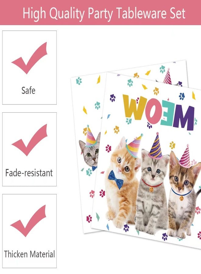 73Hours 40PCS Cat Birthday Party Supplies Kitten Birthday Party Decorations Cat Plates and Napkins Party Supplies Disposable Plates for Cats Themed Parties Supplies, Serves 20 - Image 3