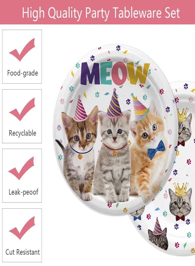 73Hours 40PCS Cat Birthday Party Supplies Kitten Birthday Party Decorations Cat Plates and Napkins Party Supplies Disposable Plates for Cats Themed Parties Supplies, Serves 20 - Image 2