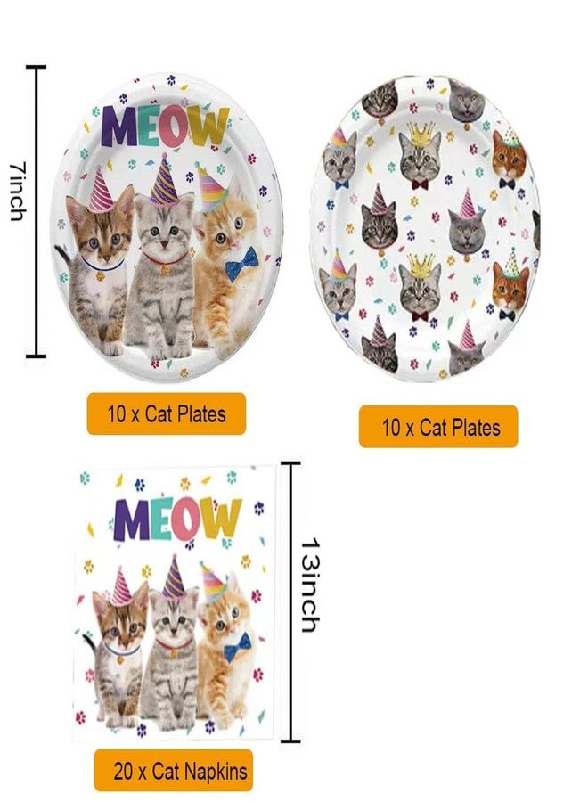73Hours 40PCS Cat Birthday Party Supplies Kitten Birthday Party Decorations Cat Plates and Napkins Party Supplies Disposable Plates for Cats Themed Parties Supplies, Serves 20 - Image 4