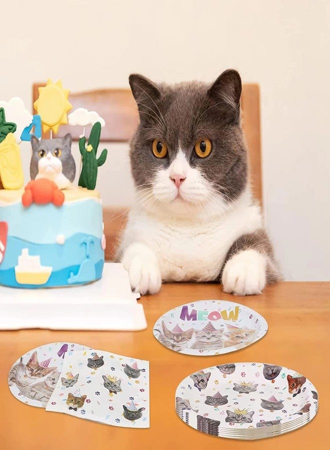 73Hours 40PCS Cat Birthday Party Supplies Kitten Birthday Party Decorations Cat Plates and Napkins Party Supplies Disposable Plates for Cats Themed Parties Supplies, Serves 20 - Image 5