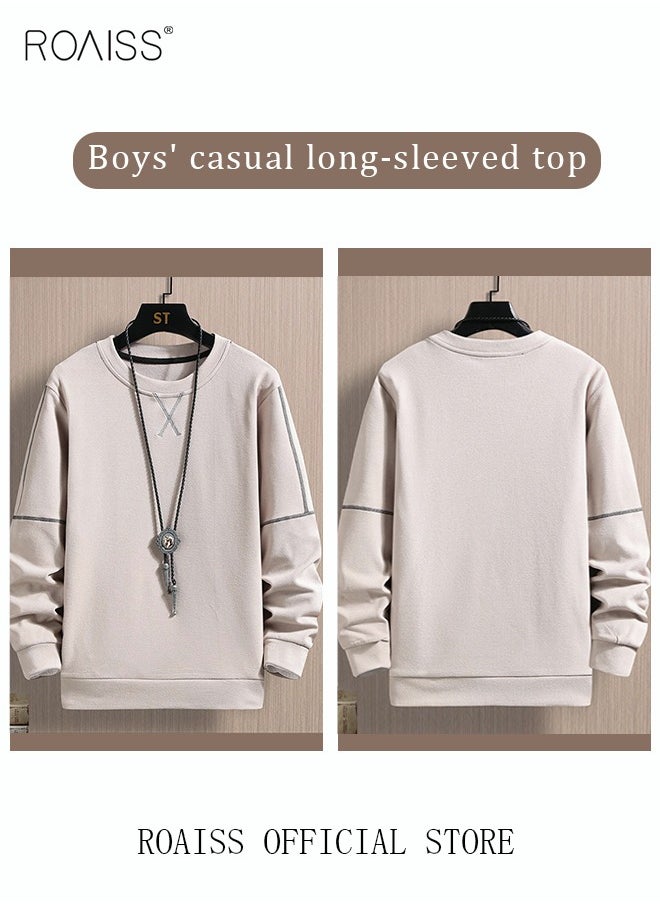 roaiss Men's Crewneck Sweater Soft Casual Sweaters for Men Classic Pullover Sweaters Basic Tops Knitted Thermal Fleece Sweatshirt Fall Winter Clothing for Men Teens  - Image 2