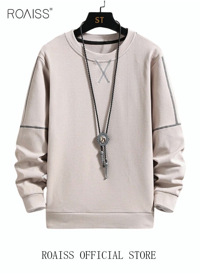 roaiss Men's Crewneck Sweater Soft Casual Sweaters for Men Classic Pullover Sweaters Basic Tops Knitted Thermal Fleece Sweatshirt Fall Winter Clothing for Men Teens  - Image 1