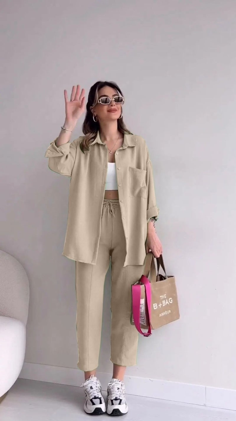 Barbora Linen Casual Two Piece Suit Pants Shirt LN21EKRU7  - Image 3