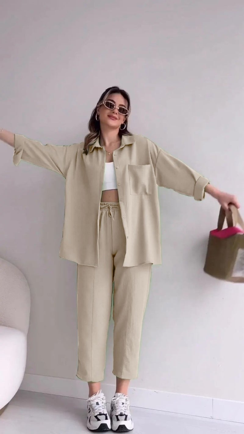 Barbora Linen Casual Two Piece Suit Pants Shirt LN21EKRU7  - Image 2