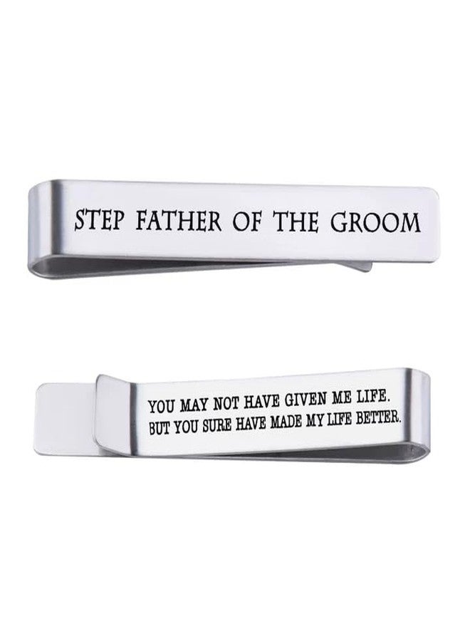 Sdopbinbin Step Father of The Groom Gifts from Groom Son, Stepfather of The Groom Tie Clip Gift for Wedding Gifts for Step Father of The Groom Necktie Clip for Stepdad Stepfather of The Groom Gift from Bride - Image 1