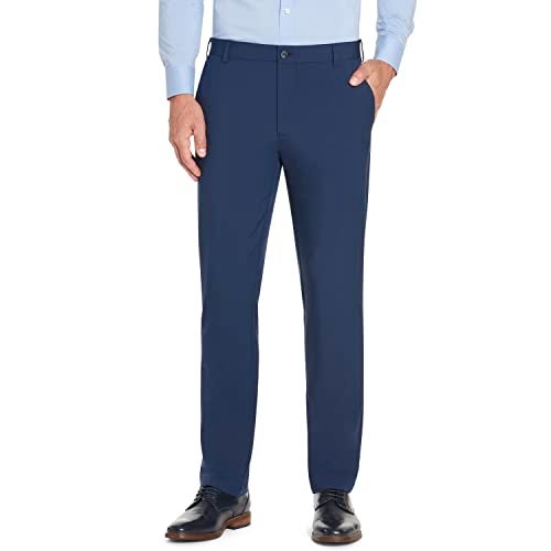 Van Heusen بنطلونات فستان ضيقة من فان هيوسن للرجال، زرقاء، 36W x 32L أمريكي - Image 1