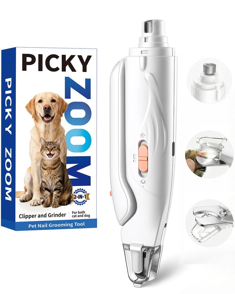 Picky zoom 2-in-1 Dog & Cat Nail Clippers and Grinder with Light â€“ Upgraded Safety Guard to Avoid Overcutting, Sharp Blade, Painless Quiet Pet Nail Claw Trimmers, Professional Grooming Tool for Large Small Pets - Image 1