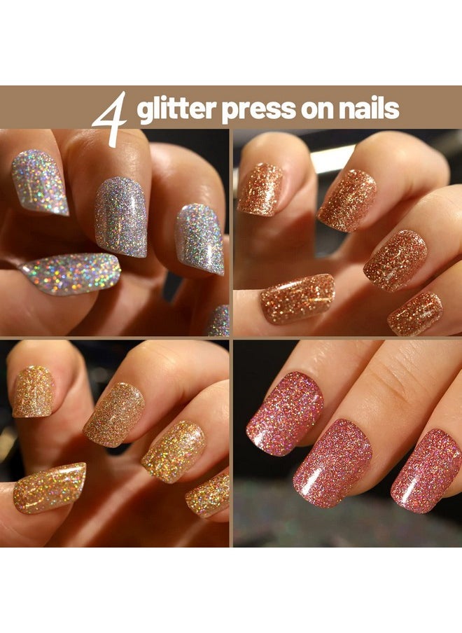 Teenitor - Teenitor Short Press on Nails,288Pcs Matte Acrylic Short Square Fake Nails Full Cover, Glitter Press On False Nails Glue on Nails Short - Image 1