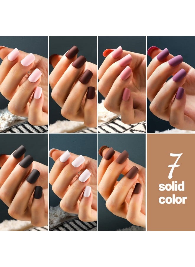 Teenitor - Teenitor Short Press on Nails,288Pcs Matte Acrylic Short Square Fake Nails Full Cover, Glitter Press On False Nails Glue on Nails Short - Image 1
