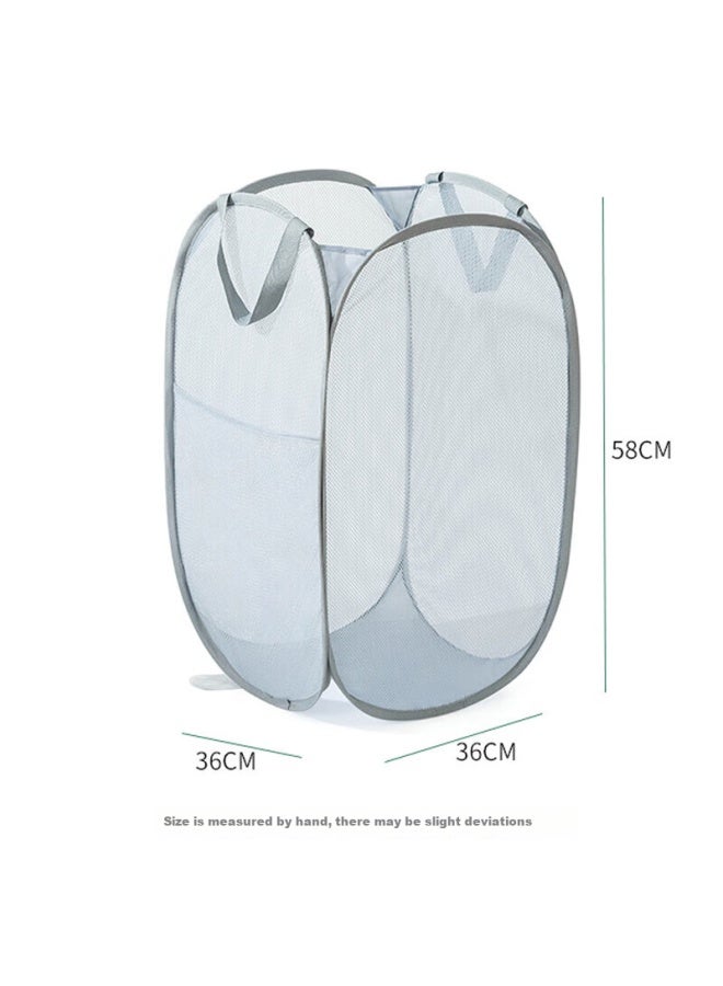 Mengting Foldable Laundry Hamper, Household Dirty Clothes Storage Basket, Laundry Basket For Clothes, Laundry Bin, Gray - Image 1